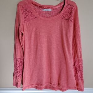 Coral lace detailed longsleeve top